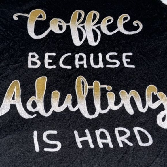 Color Bear Womens Black Racerback Tank Top "Coffee Because Adulting Is Hard" Gra - Picture 3 of 6